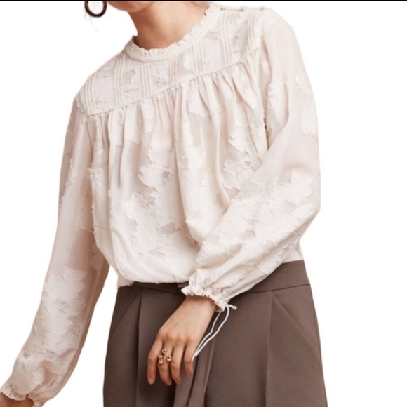 Aritzia Wilfred Women's White Semi-sheer Lourdes Blouse size S - Picture 1 of 16